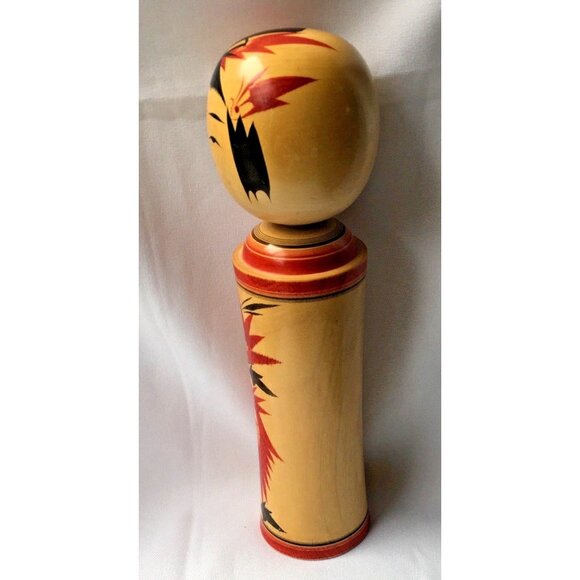 Japanese Kokeshi Doll Floral Design  Flowers 12  “ Signed Maker Mark - Picture 3 of 6